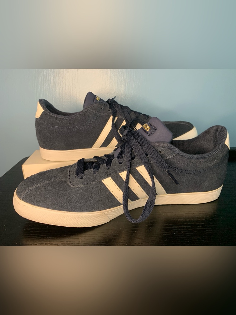 adidas Navy Suede Courtset Collegiate Low-Top Sneakers